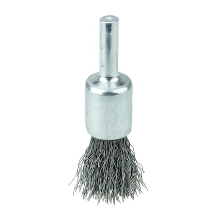Weiler Wolverine 1/2" Crimped Wire End Brush, .0104" Steel Fill, 1/4" Stem 36282
